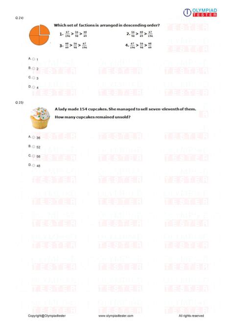 20 Printable Class 4 Maths Olympiad Sample Papers – Olympiad tester