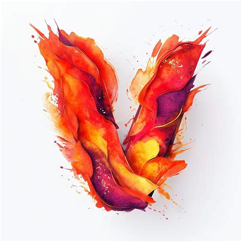Vibrant Watercolor Letter V Art with Dynamic Brushstrokes Monogram - Playground