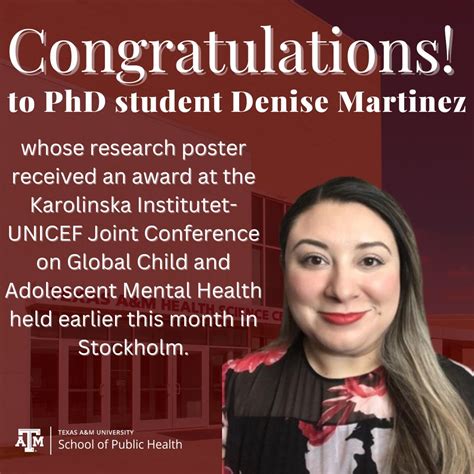 Congrats to health behavior doctoral student Denise Martinez, whose ...