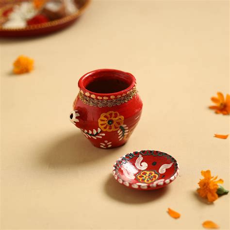 Traditional Handpainted Clay Karwa Chauth Pooja Kalash