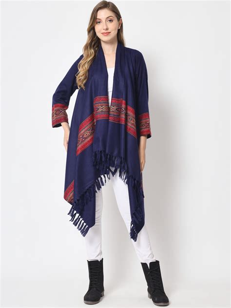 Kullu Weave Women's Woven Cape Shrug Top in Himalayan Stripes | Blue ...