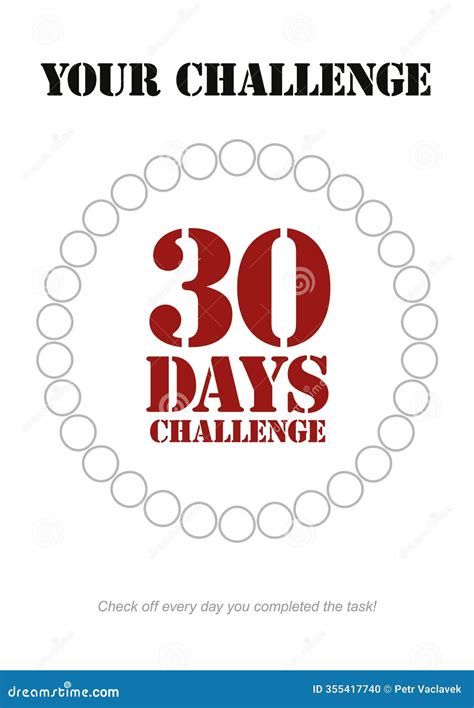 30 Days Challenge Tracker Graphic Stock Illustration - Illustration of ...
