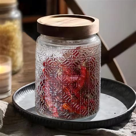 UMAI Glass Jar With Wooden Lid | Airtight Kitchen Containers For Stora ...