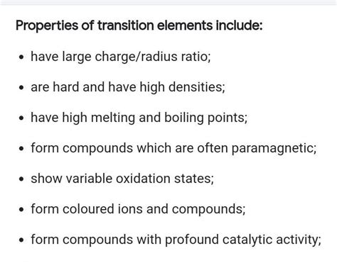 What are the properties of transition element which does not vary with ...