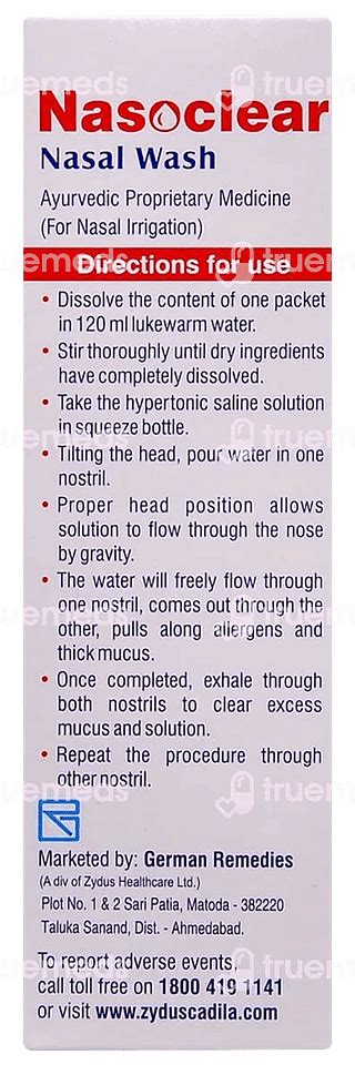 Nasoclear Nasal Wash Sachets 20 - Uses, Side Effects, Dosage, Price ...