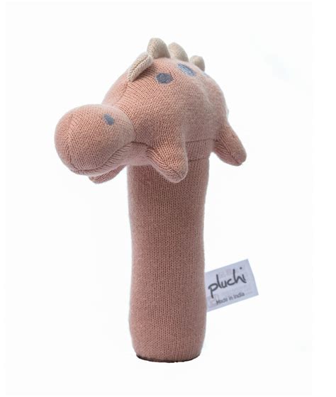 Stego Dino Cotton Knitted Stuffed Soft Rattle Toy (Baby Pink) – Pluchi ...