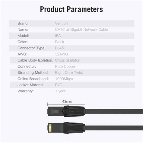 Cat6 Gigabit Flat Ethernet Cable Online Broadband 1000Mbps Durable 10 ...