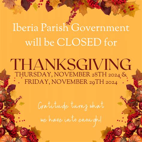 Thanksgiving 2024 | Iberia Parish Government