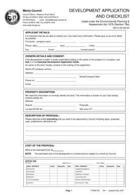 Fillable Online Development Application Form incl Checklist - Final.doc ...