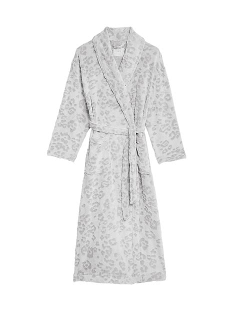 Buy Fleece Animal Print Long Dressing Gown at Marks & Spencer