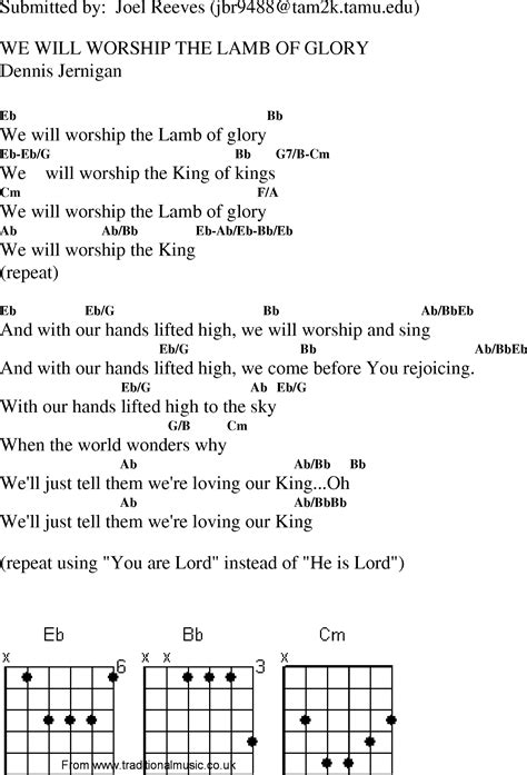 Christian Gospel Worship Song Lyrics with Chords - We Will Worship The ...