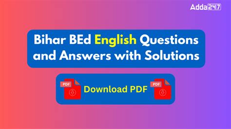 Bihar BEd English Questions and Answer with Solutions