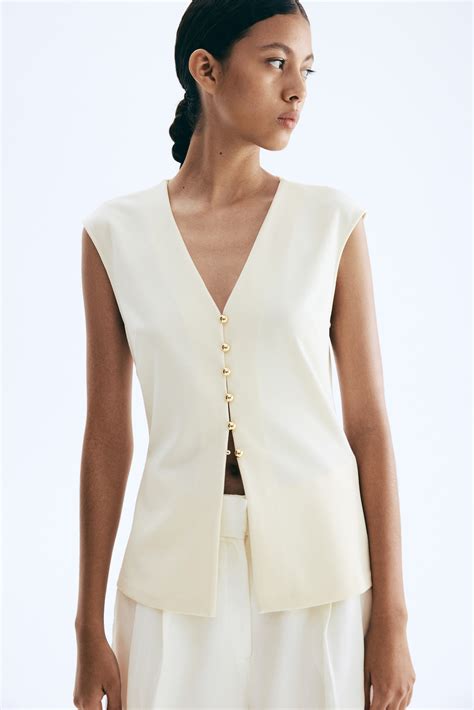Interlock waistcoat - Cream - Ladies | H&M IN
