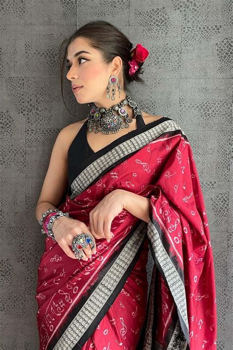 Maroon Sambalpuri Silk Ikat Saree