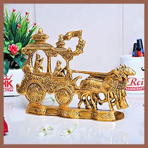 KridayKraft Lord Krishna and Arjun Rath Chariot with Two Horses ...