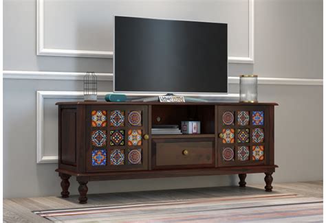 Buy Parow Wooden Wall Mounted TV Unit (Honey Finish) Online in India ...
