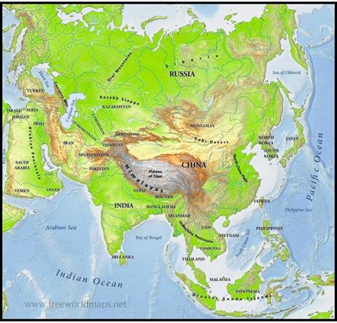 Physical Map of Asia 的图像结果