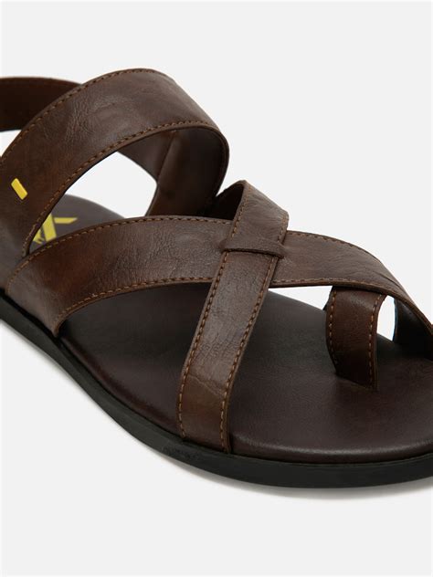 Buy Men's Brown Cross Strap Casual Sandals (IX5002) Online