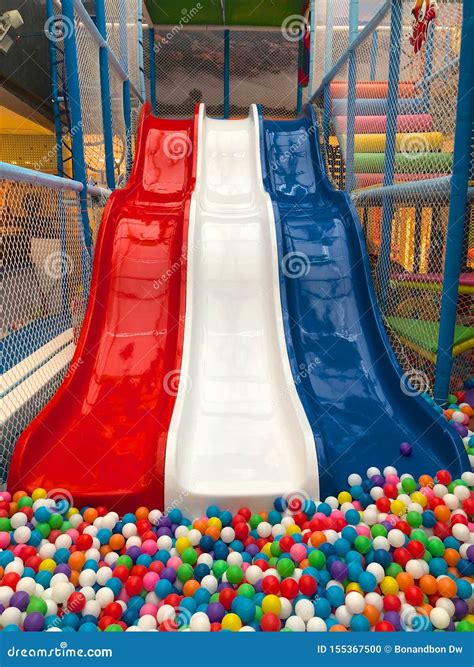 Modern Children Playground Indoor with Slide Editorial Image - Image of ...