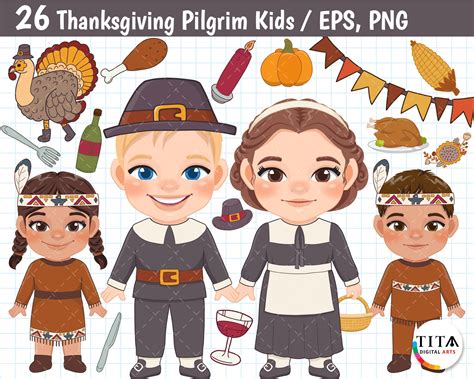 Pilgrim Children Clip Art