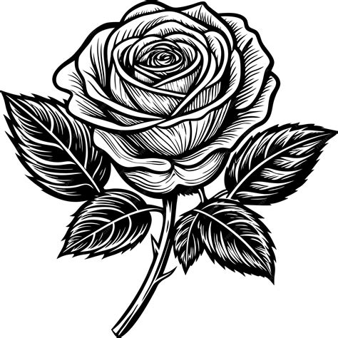 Rose Black Color Silhouette and Flat Rose Flower icon Elegant Vector ...