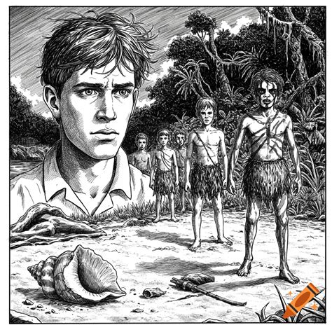 Lord of the Flies drawing on Craiyon