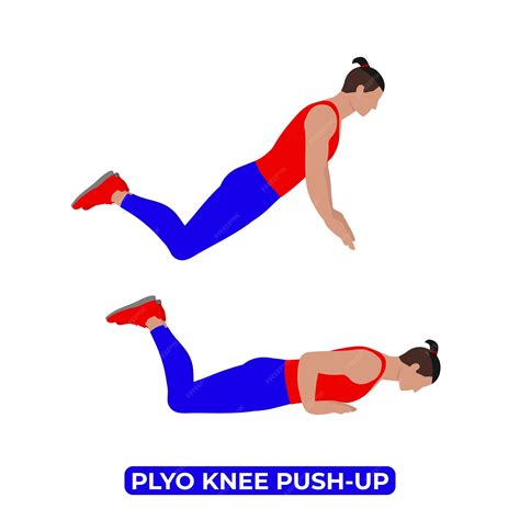 Premium Vector | Vector man doing plyo knee push up bodyweight fitness ...