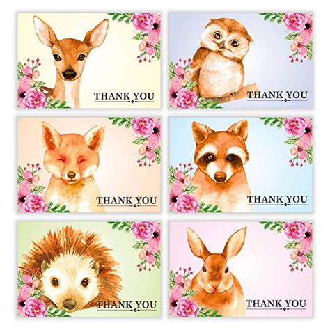 Woodland Thank You Postcards - (Pack of 48) 4"x6" Forest Animal Jungle ...