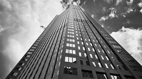 Download wallpaper 1600x900 building, windows, reflection, bottom view ...