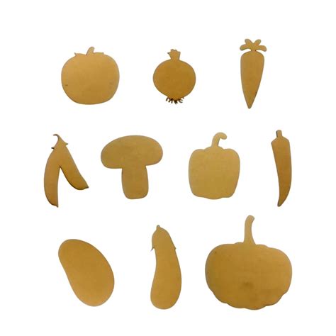 Bonjoy 'Vegetables' Wooden Shape Cutouts for Kids - Set of 10 (2.5", 3 ...
