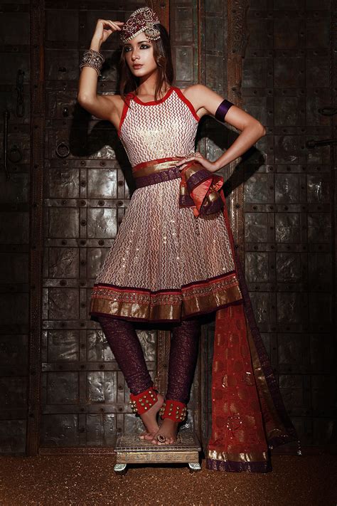 BEIGE BABY DOLL LOOK ANARKALI WITH VELVET PIPINGS & SEQUENCE EMBROIDERY ...