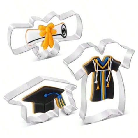 Graduation Cookie Cutters Set 3 Pieces Stainless Steel Graducation Cap ...