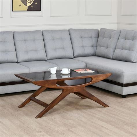 @home by Nilkamal Kingsley Solid Wood Glass Top Center Table home by ...