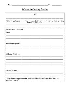 Informative Writing Outline by Olivia Ginder | TPT