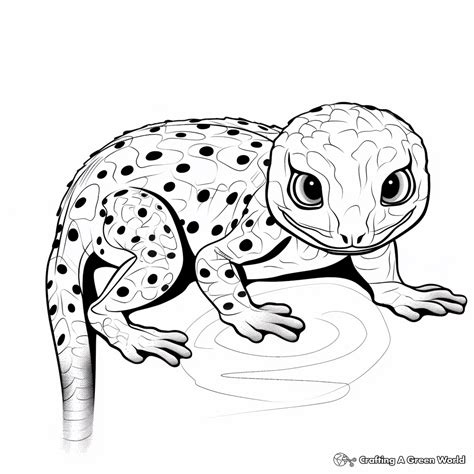 Gecko Coloring Leopard Drawing Pages Printable Draw Lizard Outline ...