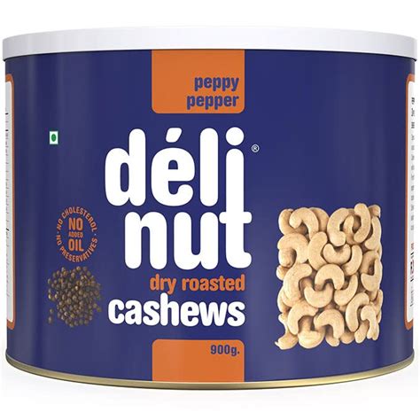 Delinut Dry Roasted Cashews | Plain and Flavoured Cashews (Pepper, 900 ...