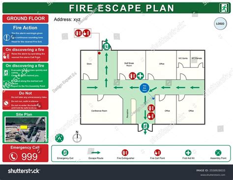 Professional Fire Escape Plan Template Buildings Stock Illustration ...