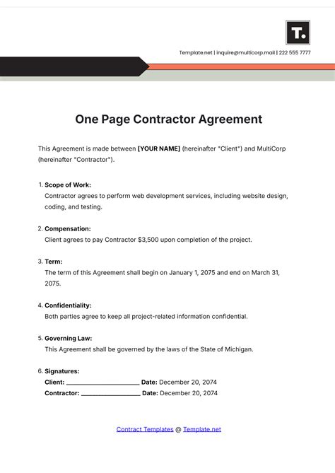 Free Contractor Contract Templates, Editable and Printable