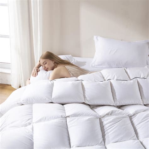 DOWNCOOL Feather Comforter King Size Filled with Down & Feather Fiber ...