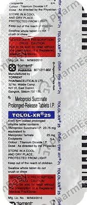 Buy Tolol Xr 25 MG Tablet (10) Online at Flat 15% OFF | PharmEasy