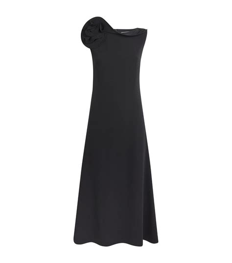 Roland Mouret Black Rose Appliqué Sleeveless Midi Dress | Harrods DE