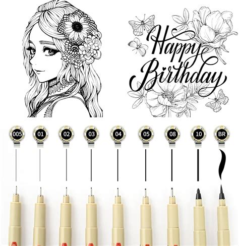 Black Micro-Pen Fineliner Ink Pens, Waterproof Archival Ink, Drawing P ...