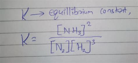 For the reaction N2(g) + 3H2(g) ⇌ 2NH3(g), the correct expression of ...