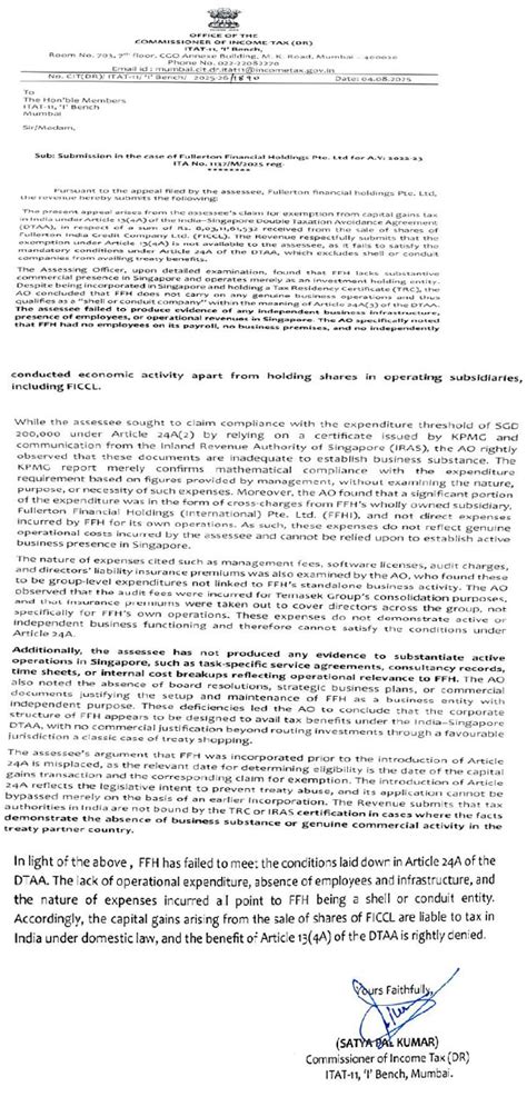 Singapore entity not conduit, satisfies PPT test; Grants LTCG exemption ...