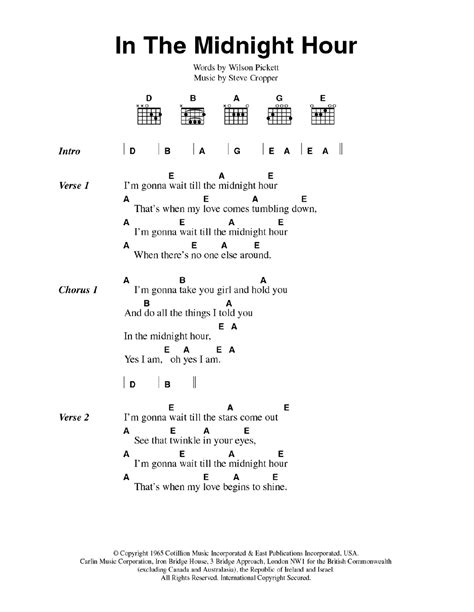 In The Midnight Hour by Wilson Pickett - Guitar Chords/Lyrics - Guitar Instructor