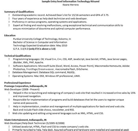 Image result for Information Technology Sample Resume