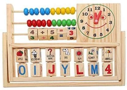 NONU Wooden Abacus Learning Flap Stand Counting Alphabet & Math ...