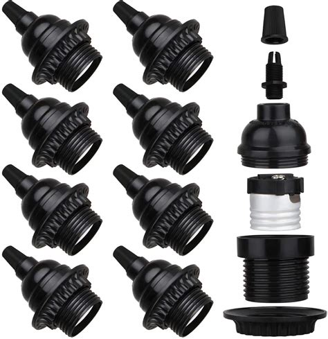 Buy Zevnico 8 Pack E26 E27 Light Sockets, Black Medium Screw Base with ...