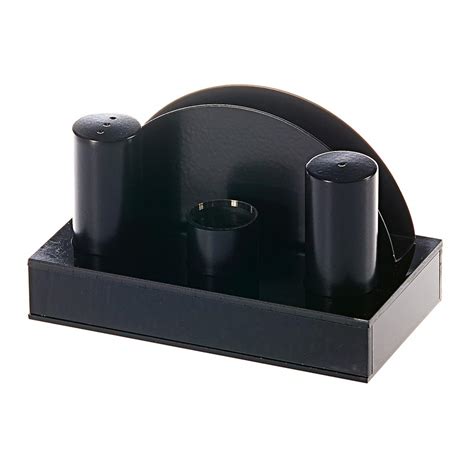Biradlı GRV-52 Salt Shaker Napkin Holder Set, 4 pcs, Black Price