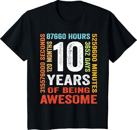 Birthday Gifts Boys Girls Tshirts 10 Years Old 10th Birthday Gift ...